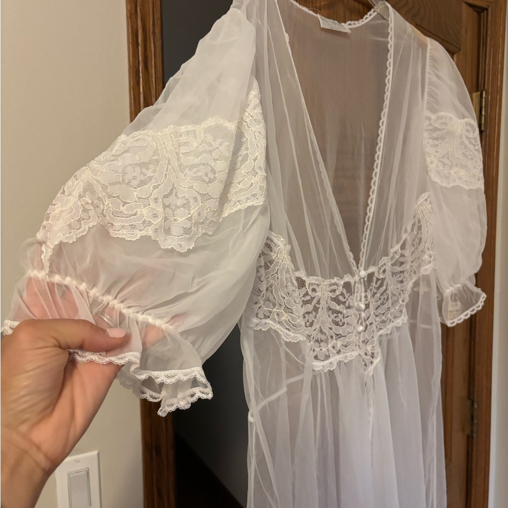 Vintage 60s 70s Val Mode Lingerie Nightgown Coverup NWT size 10 Made in USA - Picture 2 of 8